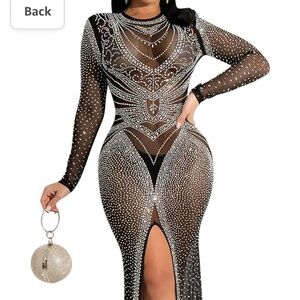 Like new Women's elegant Long Sleeve Rhinestone Dress / Gown